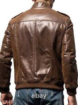 Veste en cuir de vachette brun vieilli pour moto vintage de motard café racer