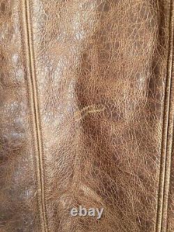 Veste en cuir marron doublée de peau lainée Oliver Sweeney Dunbittern taille XL, PDSF 899 £, neuve