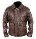 Veste En Cuir Marron Vieilli Pour Homme, Style Motard, En Cuir Véritable Vintage