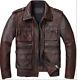 Veste En Cuir Marron Vieilli Pour Hommes Style Motard Vintage Cafe Racer