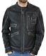 Veste En Cuir Marron Vintage Usé Pour Motard Homme, Style Bomber D'hiver