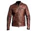 Veste En Cuir Pour Homme Biker Vintage Cafe Racer Distressed Brown Leather Jacket