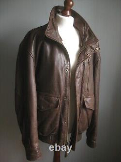 Veste en cuir pour hommes 46 48 50 aviateur volant ANDREW MARC NY usée