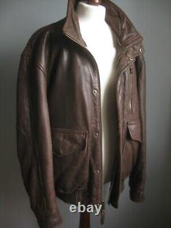 Veste en cuir pour hommes 46 48 50 aviateur volant ANDREW MARC NY usée