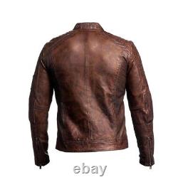 Veste en cuir rétro marron vintage authentique pour homme
