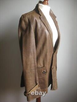 Veste en cuir véritable REISS taille 38 40, blazer vieilli, doux, pour homme, style militaire, western.