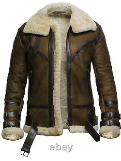 Veste en cuir véritable de mouton vieilli à la peau de mouton de Dunkerque pour homme, style manteau RAF de la Seconde Guerre mondiale