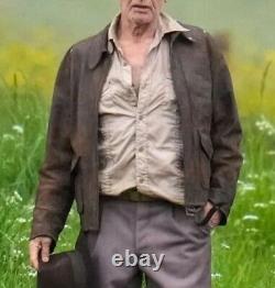 Veste en cuir véritable de vachette marron usée pour homme Indiana Jones Harrison Ford