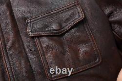 Veste en cuir véritable marron vieilli de style vintage pour homme