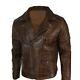 Veste En Cuir Véritable Marron Vieilli Pour Homme, Style Motard Harley Vintage Rétro