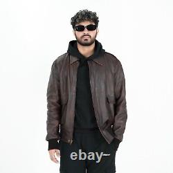 Veste en cuir véritable marron vieilli pour motard vintage de café racer pour hommes