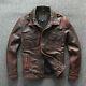 Veste En Cuir Véritable Marron Vieilli Style Café Racer Vintage Pour Motard Homme