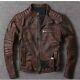 Veste En Cuir Véritable Vieilli Marron Pour Homme, Moto, Biker, Vintage, Café Racer