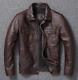 Veste En Cuir Véritable Vintage Brun Vieilli Pour Motard De Café Racer Pour Homme