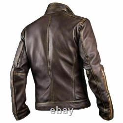 Veste en cuir véritable vintage pour homme en cuir véritable marron vieilli de style Café Racer élégant au Royaume-Uni