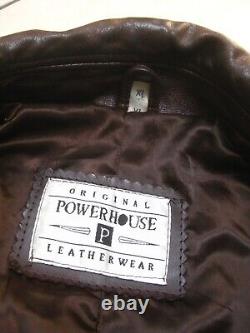 Veste en cuir vieilli en détresse POWERHOUSE 42 longueur, authentique style vintage western décontracté