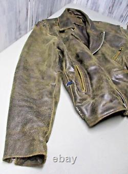 Veste en cuir vieilli très vintage pour motard/punk/rocker/Mad Max/Terminator