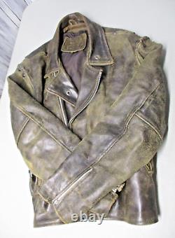 Veste en cuir vieilli très vintage pour motard/punk/rocker/Mad Max/Terminator