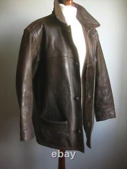 Veste en cuir vintage 52 54 usée western avec quincaillerie originale 57 lourde