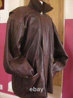 Veste en cuir vintage délavée pour hommes XL 46 48 Manteau en laine doux d'hiver KEENAN