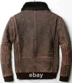 Veste en cuir vintage marron vieilli pour motard café racer pour hommes