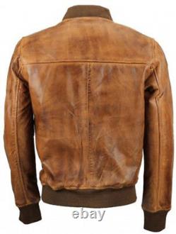 Veste en cuir vintage marron vieilli pour motard moto