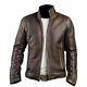 Veste En Cuir Vintage Pour Homme De Style Café Racer En Cuir Véritable Brun Vieilli En Solde