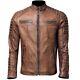 Veste En Cuir Vintage Pour Homme, Marron Vieilli, Coupe Slim, Style Pur Biker