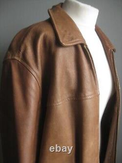 Veste en cuir vintage pour homme, taille moyenne 44 46, couleur brune usée, style highwayman robuste