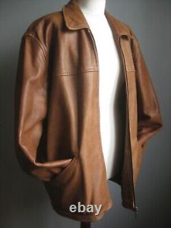 Veste en cuir vintage pour homme, taille moyenne 44 46, couleur brune usée, style highwayman robuste
