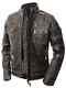 Veste En Cuir Vintage Pour Motards Masculins De Style Café Racer En Cuir Véritable Brun Vieilli