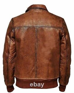Veste en cuir vintage pour moto vintage pour homme, marron vieilli, style bombardier, hiver, Royaume-Uni.