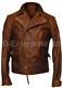 Veste En Cuir Vintage Style Biker Classique Brun Vieilli Capitaine Amérique Pour Homme