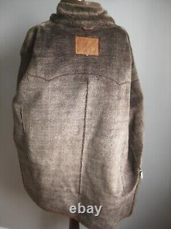 Veste en cuir vintage style western pour hommes avec doublure en fourrure de borg, taille 42-44, en cuir de porc vieilli.