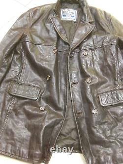 Veste en cuir vintage usée 44, blazer, douce, style militaire, AUTHENTIQUE HELIUM