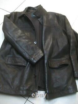 Veste en cuir vintage usée et patinée, taille 46 44, grande, lourde et souple de style western