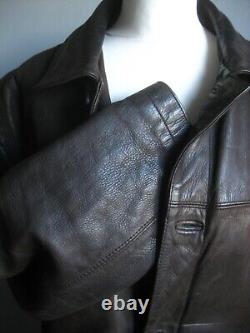 Veste en cuir vintage usée et patinée, taille 46 44, grande, lourde et souple de style western