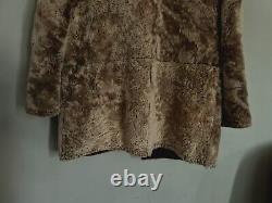 Veste en peau de mouton shearling pour hommes et femmes avec capuche en softshell, marron délavé rare S/M