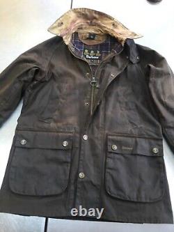 Veste encrée Barbour Cranbourne Super Distressed pour homme taille M 42 pouces, en coton ciré épais