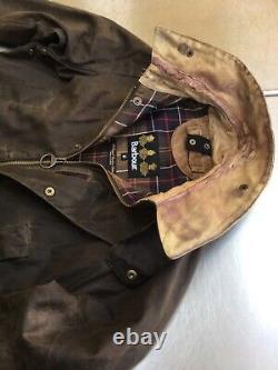 Veste encrée Barbour Cranbourne Super Distressed pour homme taille M 42 pouces, en coton ciré épais