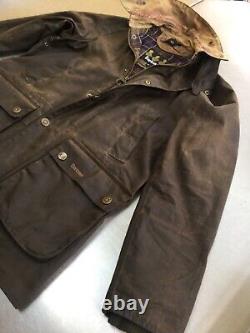 Veste encrée Barbour Cranbourne Super Distressed pour homme taille M 42 pouces, en coton ciré épais