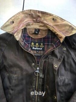 Veste encrée Barbour Cranbourne Super Distressed pour homme taille M 42 pouces, en coton ciré épais