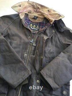 Veste encrée Barbour Cranbourne Super Distressed pour homme taille M 42 pouces, en coton ciré épais