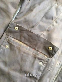 Veste encrée Barbour Cranbourne Super Distressed pour homme taille M 42 pouces, en coton ciré épais