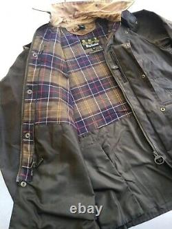 Veste encrée Barbour Cranbourne Super Distressed pour homme taille M 42 pouces, en coton ciré épais