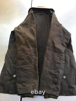 Veste encrée Barbour Cranbourne Super Distressed pour homme taille M 42 pouces, en coton ciré épais