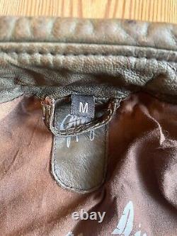 Veste vintage en cuir véritable brun vieilli de style gitan pour motard, taille M, ajustée