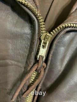 Vintage 30's Swedish Détressed Leather Half Belt Moto Jacket Taille M
