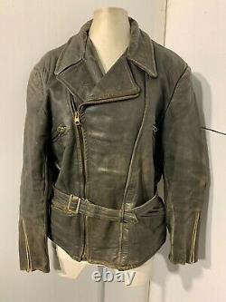 Vintage 40's Ww2 Allemand Distressed Leather Jacket Taille S