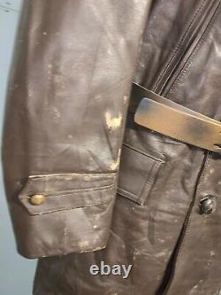 Vintage 40's Ww2 Whal Distressed Leather Barnstormer Dispatch Coat Jacket Taille M